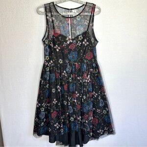 Disney LC Lauren Conrad Snow White Dress Womens 12 Black Floral Tulle Layered